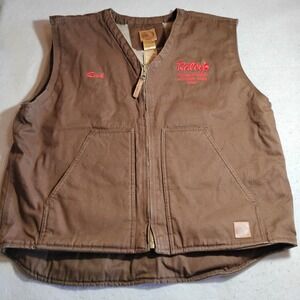 Berne Mens XL Brown Duck Canvas Heartland Sherpa Lined Workwear Vest Rileys Rich